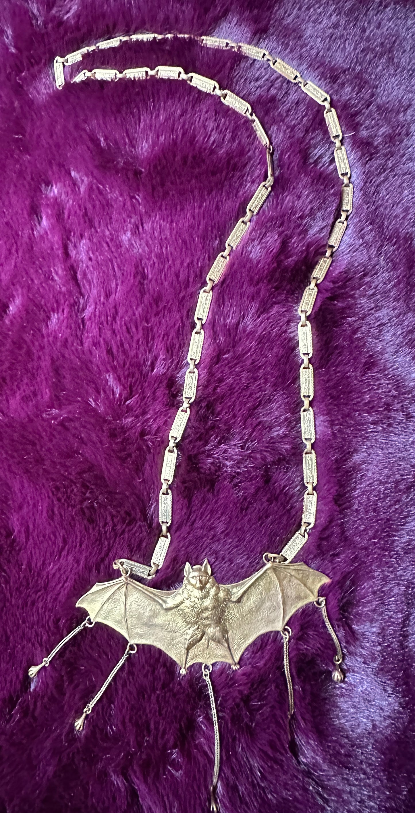Gold Tone Bat Necklace