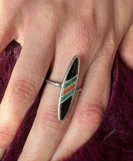 Vintage Silver Multi-Stone Ring SZ 7.25