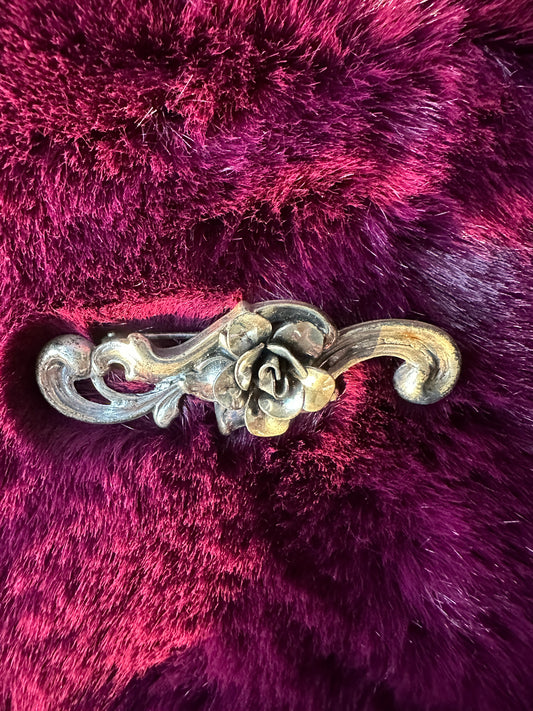 Vintage Silver Rose Brooch