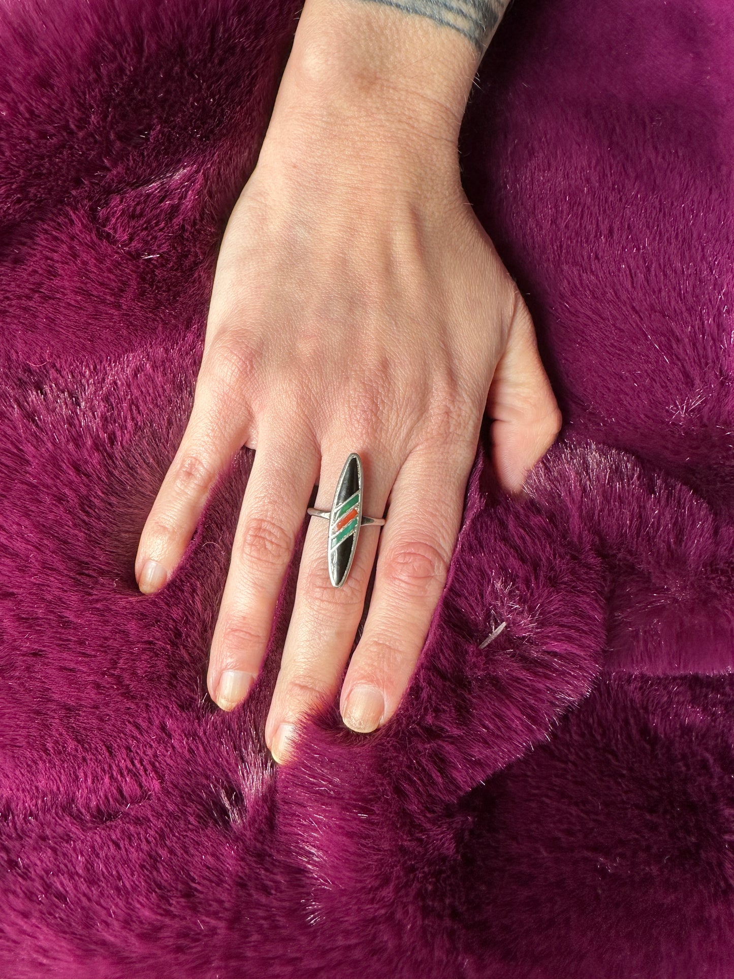 Vintage Silver Multi-Stone Ring SZ 7.25