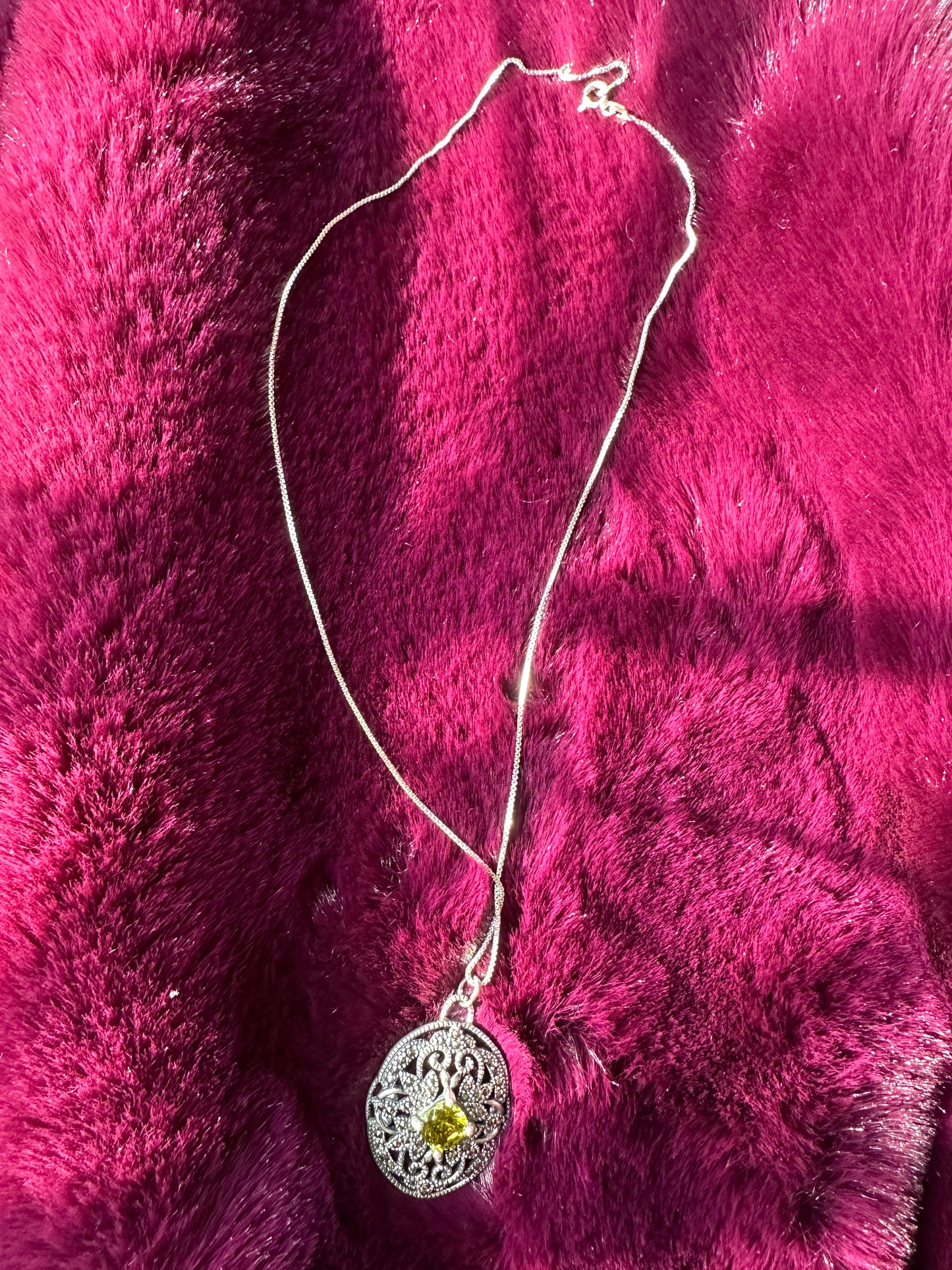 Victorian Revival Peridot & Silver Necklace