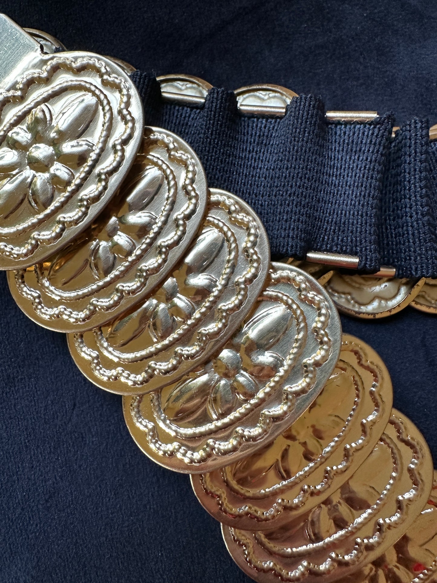 Gold Medallion Stretch Belt 30”-42”
