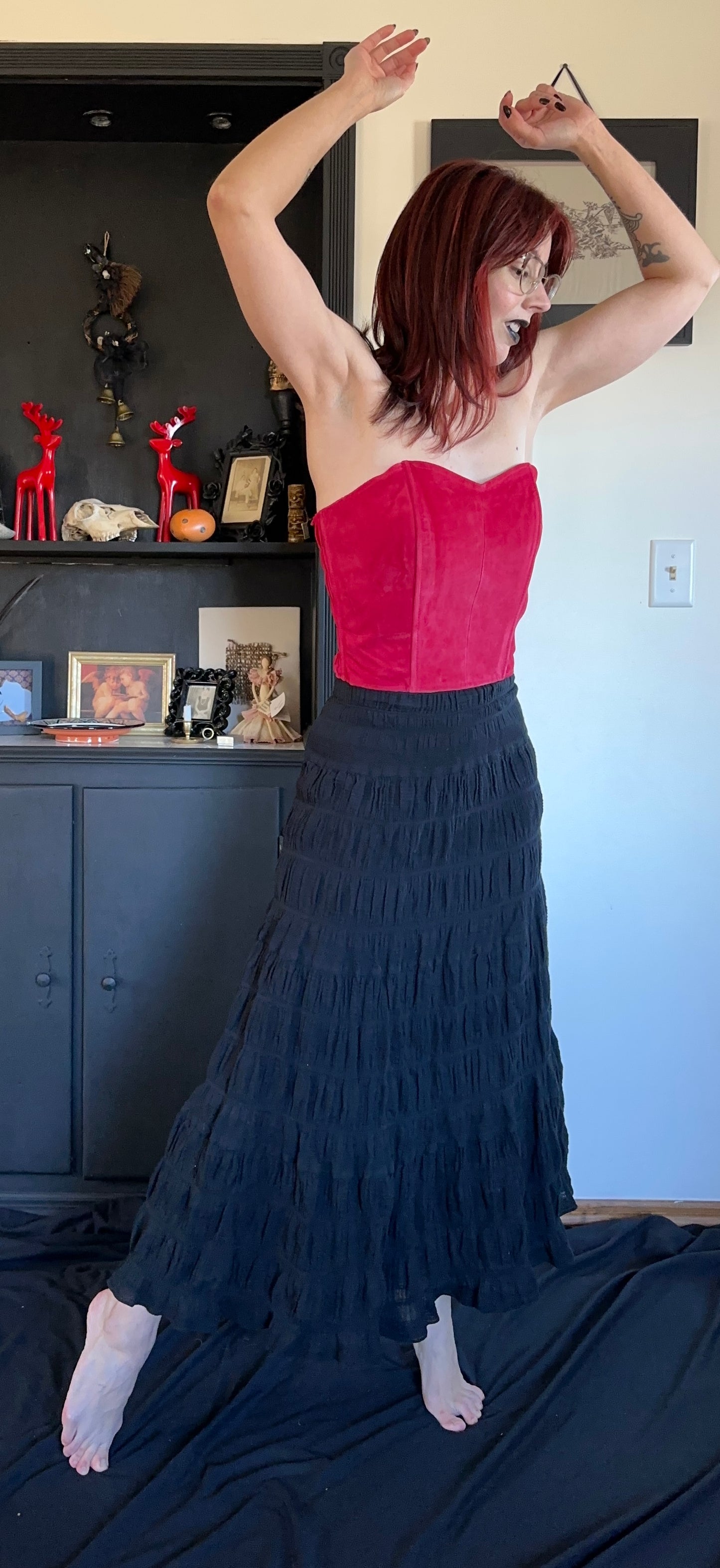 Cotton Tiered Boho Witchy Skirt XS