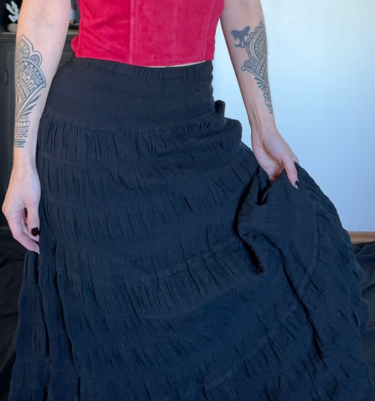 Cotton Tiered Boho Witchy Skirt XS