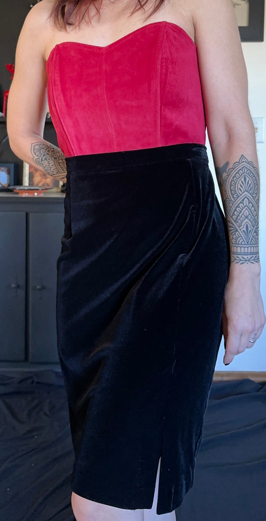 Velvet Corporate Goth Pencil Skirt SZ 14-16