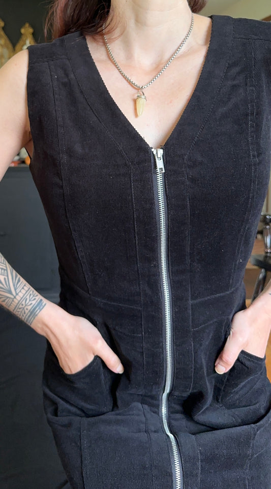 Zip Front Corduroy Sheath Dress