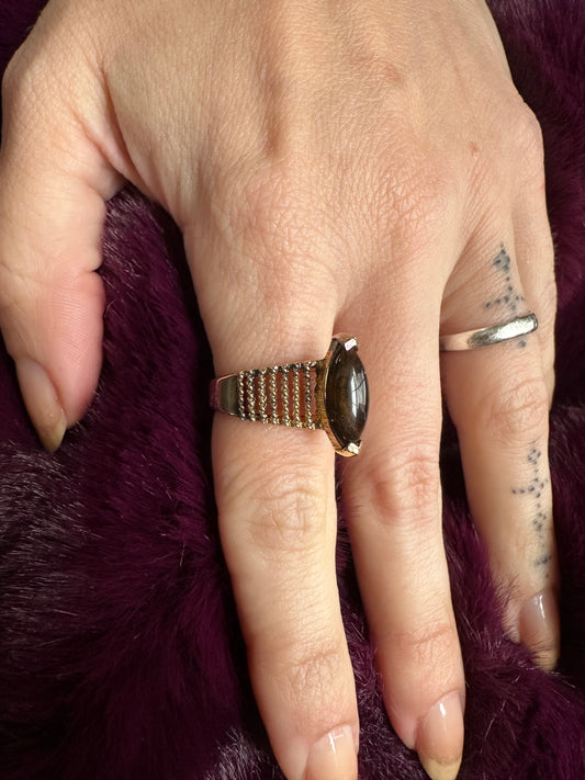 70's Gold Tiger's Eye Ring SZ 6