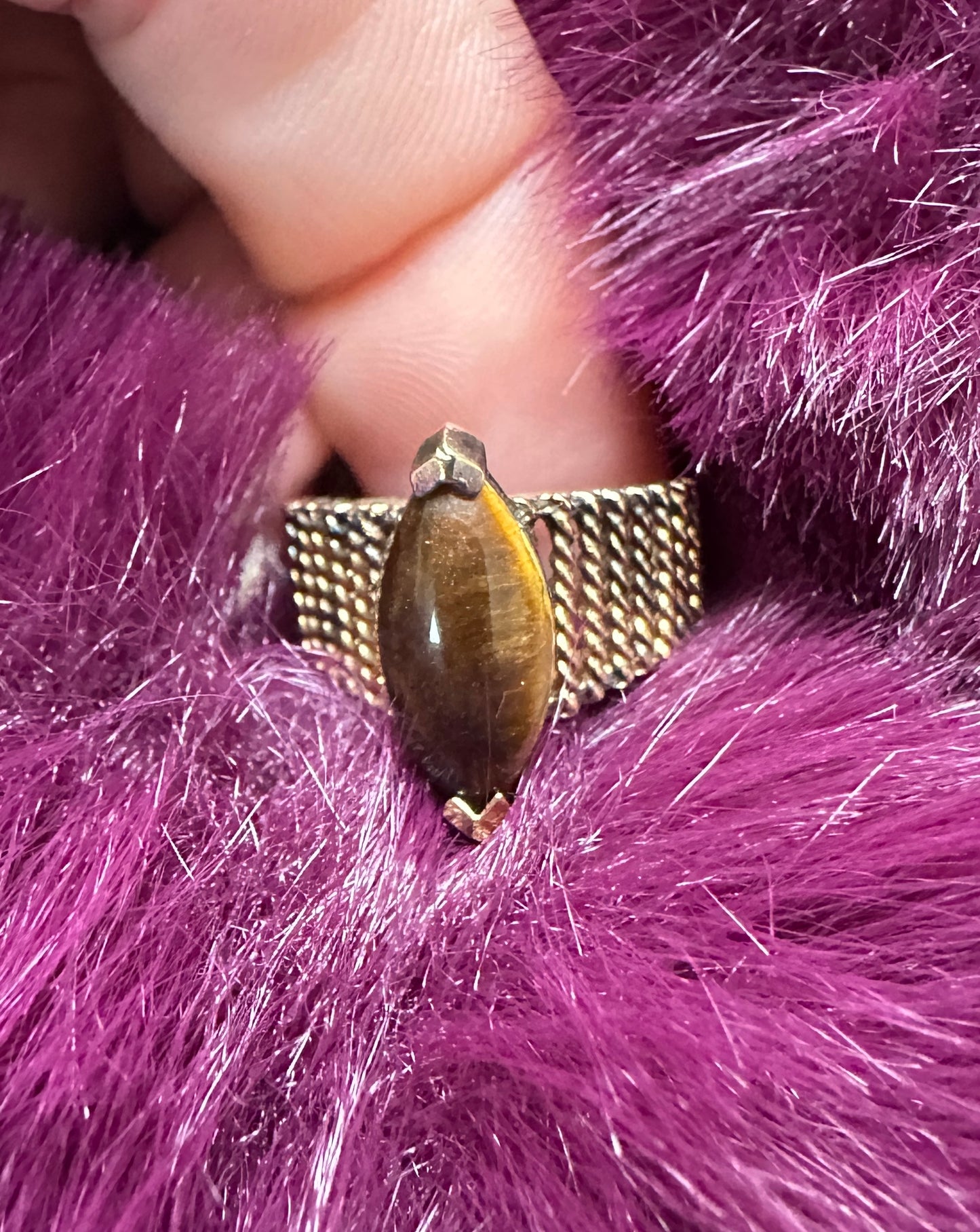 70's Gold Tiger's Eye Ring SZ 6
