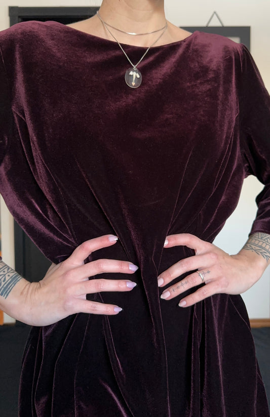 Wine Velvet Sheath Dress SZ 18