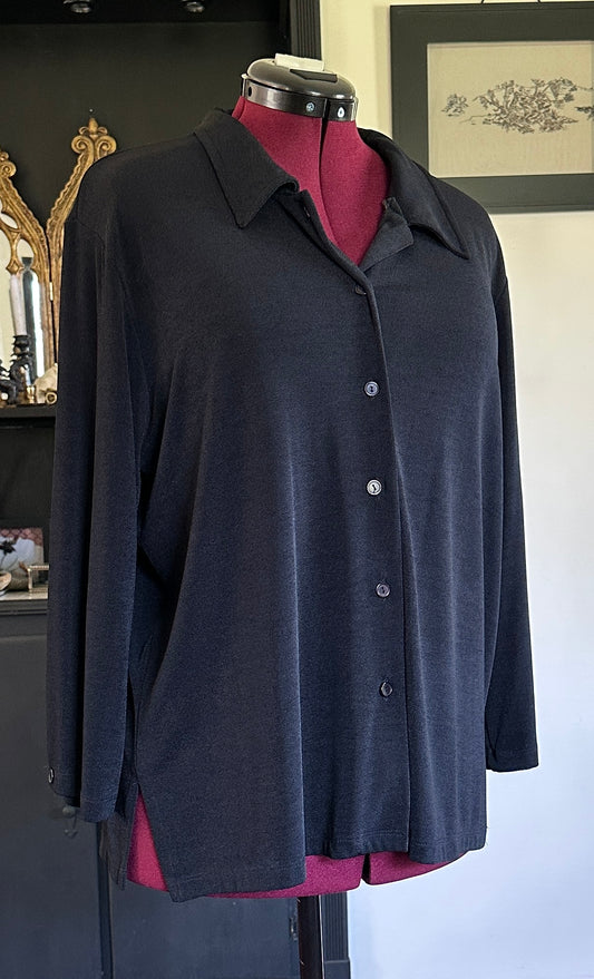 90s Stretch Crepe Button Down