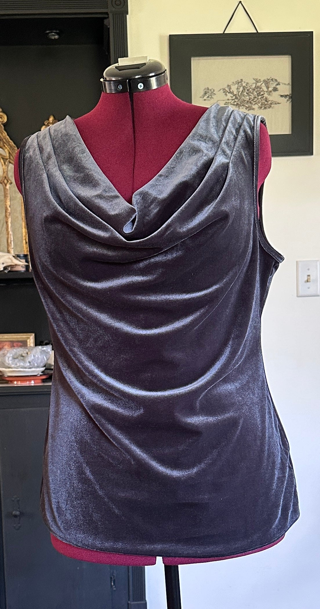 Velvet Draped Tank Top