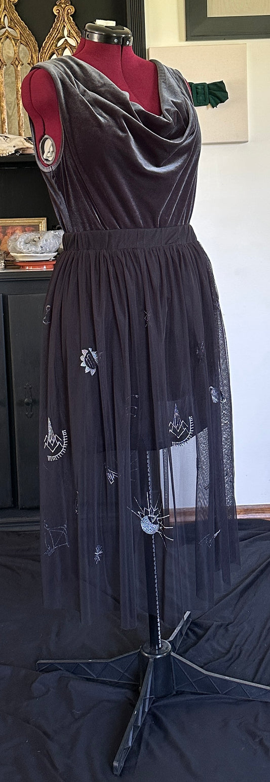 Metallic & Mesh Sheer Festival Skirt