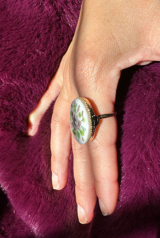 Floral Painted Porcelain Ring