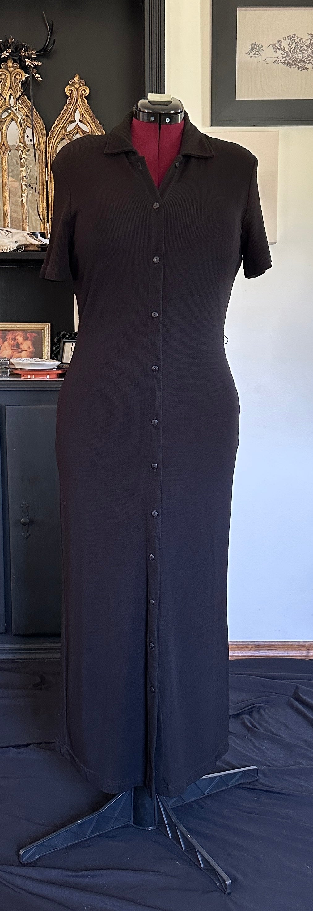 Button Front Column Dress M