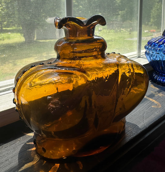 Vintage Amber Glass Crown Decanter/Bottle
