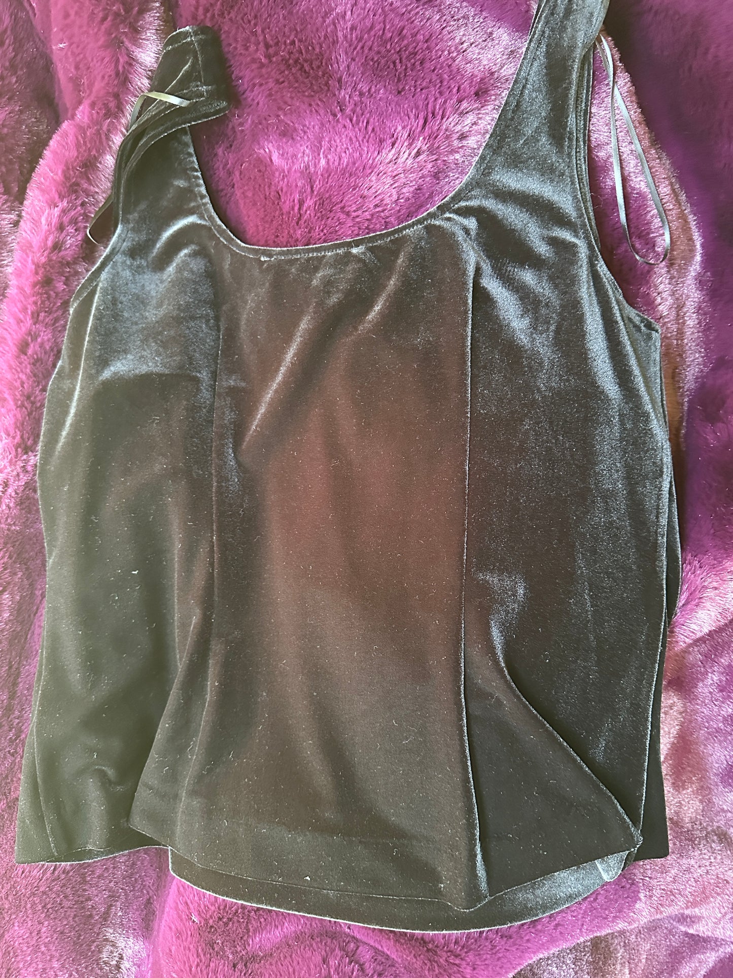 Stretch Velvet Black Tank Top M-L