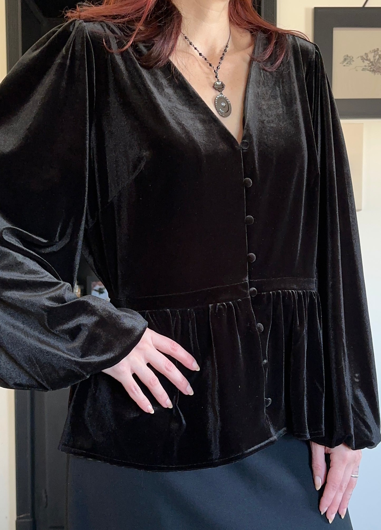 Velvet 90s Goth Top L - XL