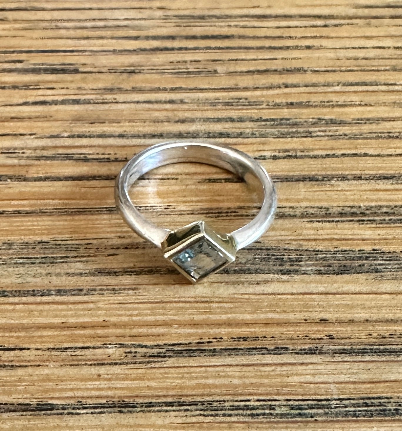 Aquamarine Stackable Silver Ring