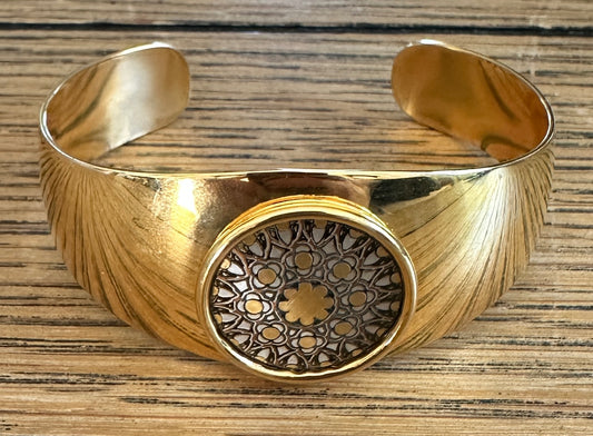 Brass Damascene Sorceress Cuff Bracelet