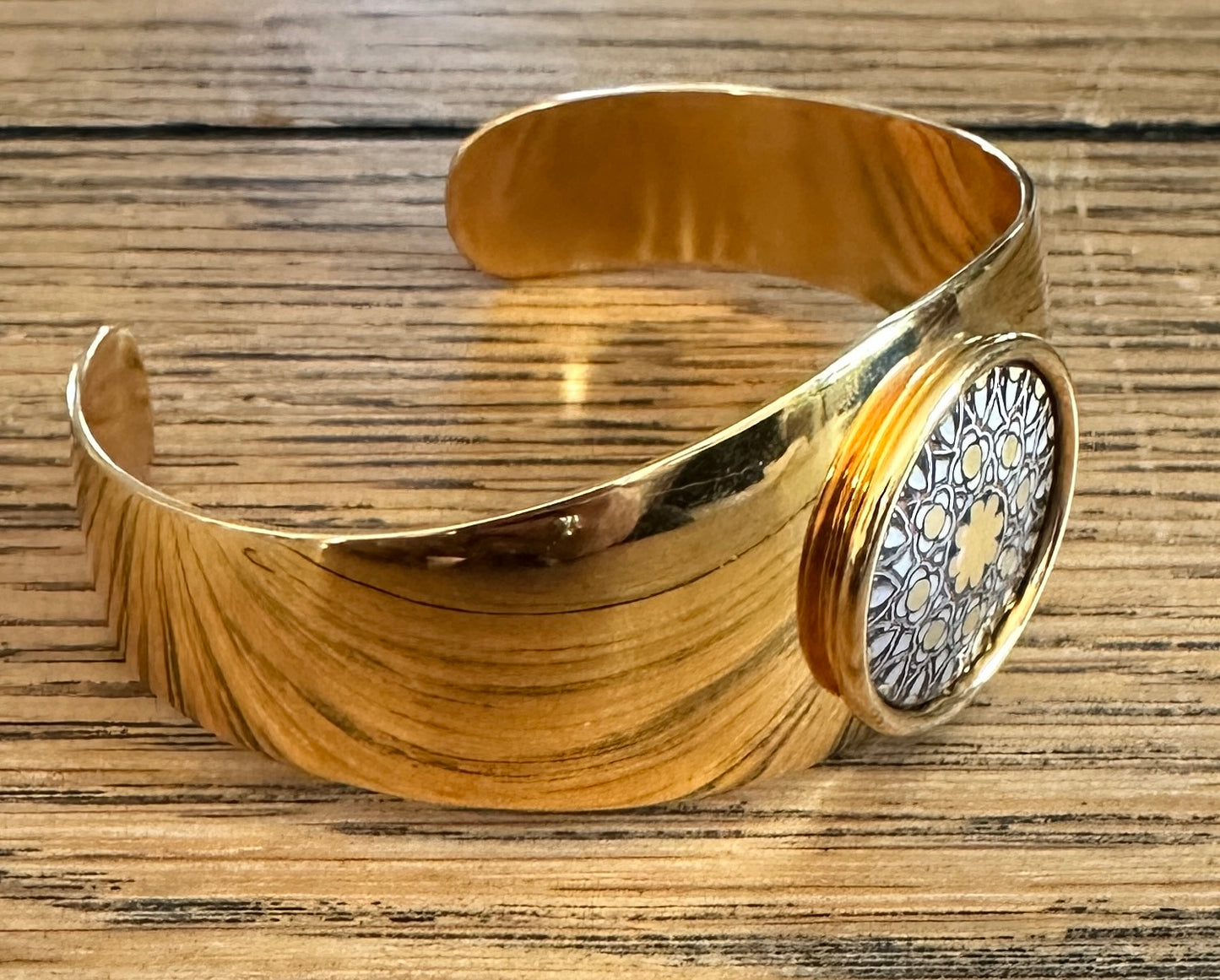 Brass Damascene Sorceress Cuff Bracelet