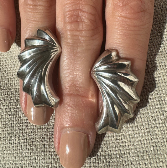 Vintage Sterling Silver Wing Earrings