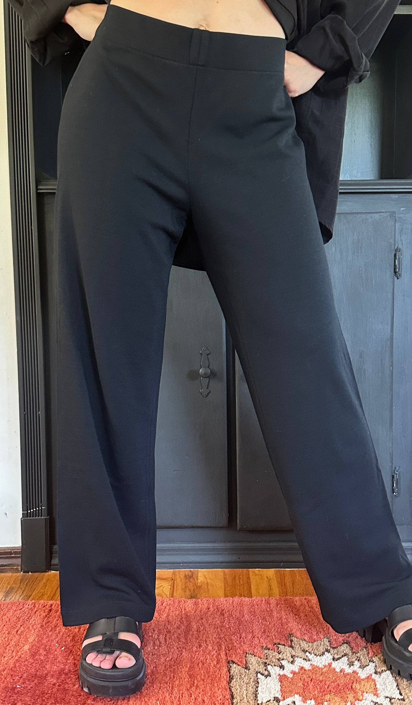 90s Vintage Eileen Fisher Knit Wide Leg Pant