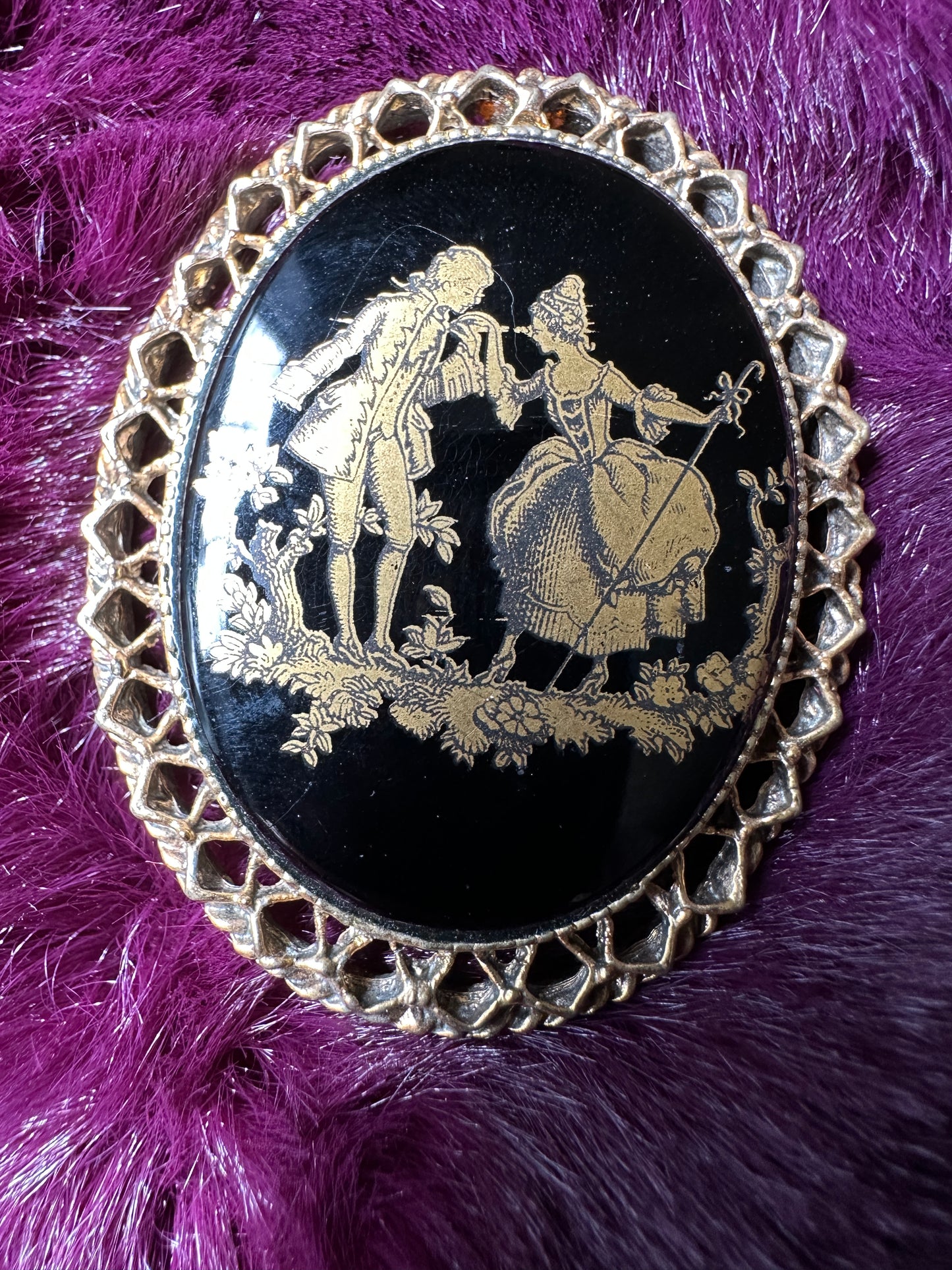 Rococo Revival Courting Brooch Pendant
