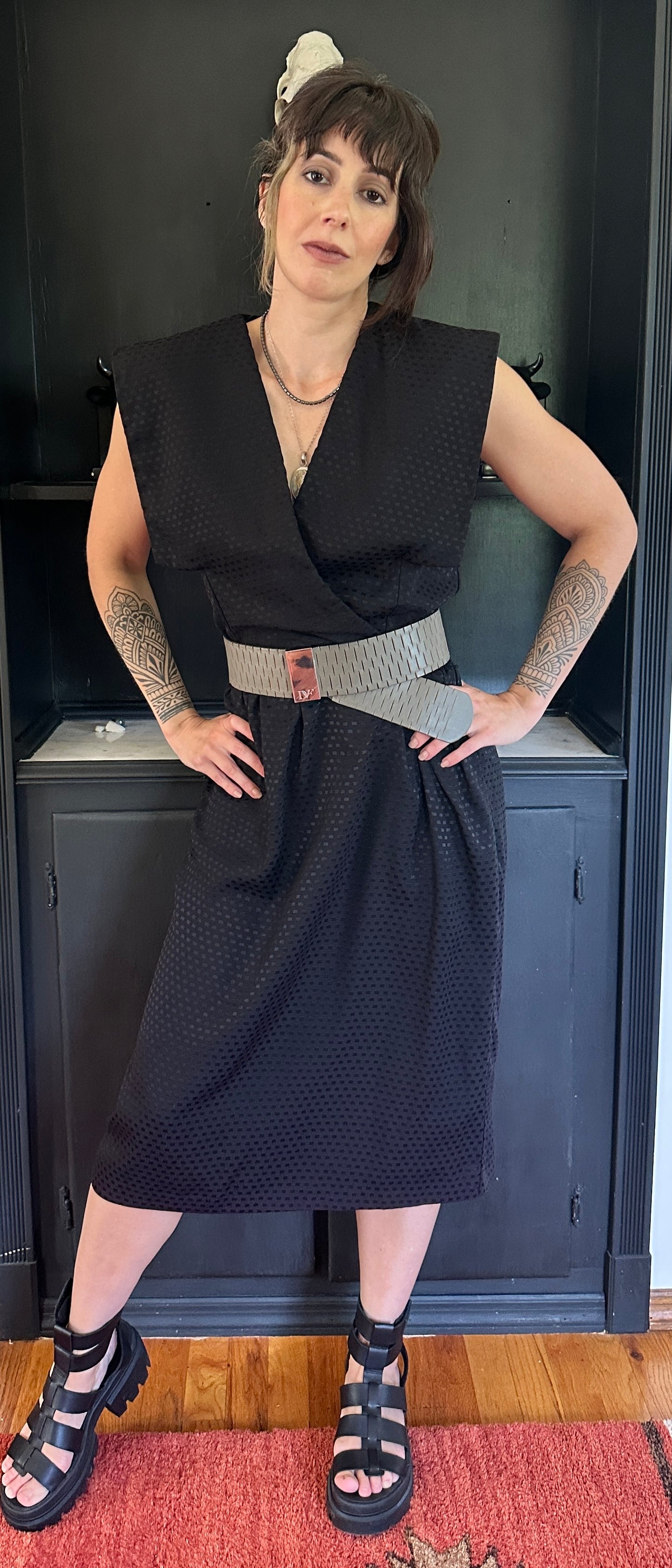 80s Vintage Faux Wrap Dress M