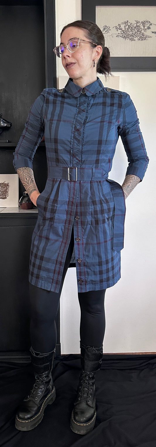 Vintage 2000s Burberry Brit Button Down Shirt Dress SZ 6