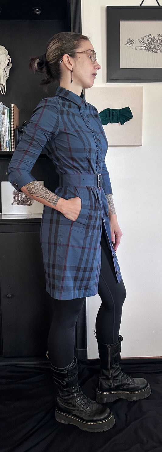 Vintage 2000s Burberry Brit Button Down Shirt Dress SZ 6