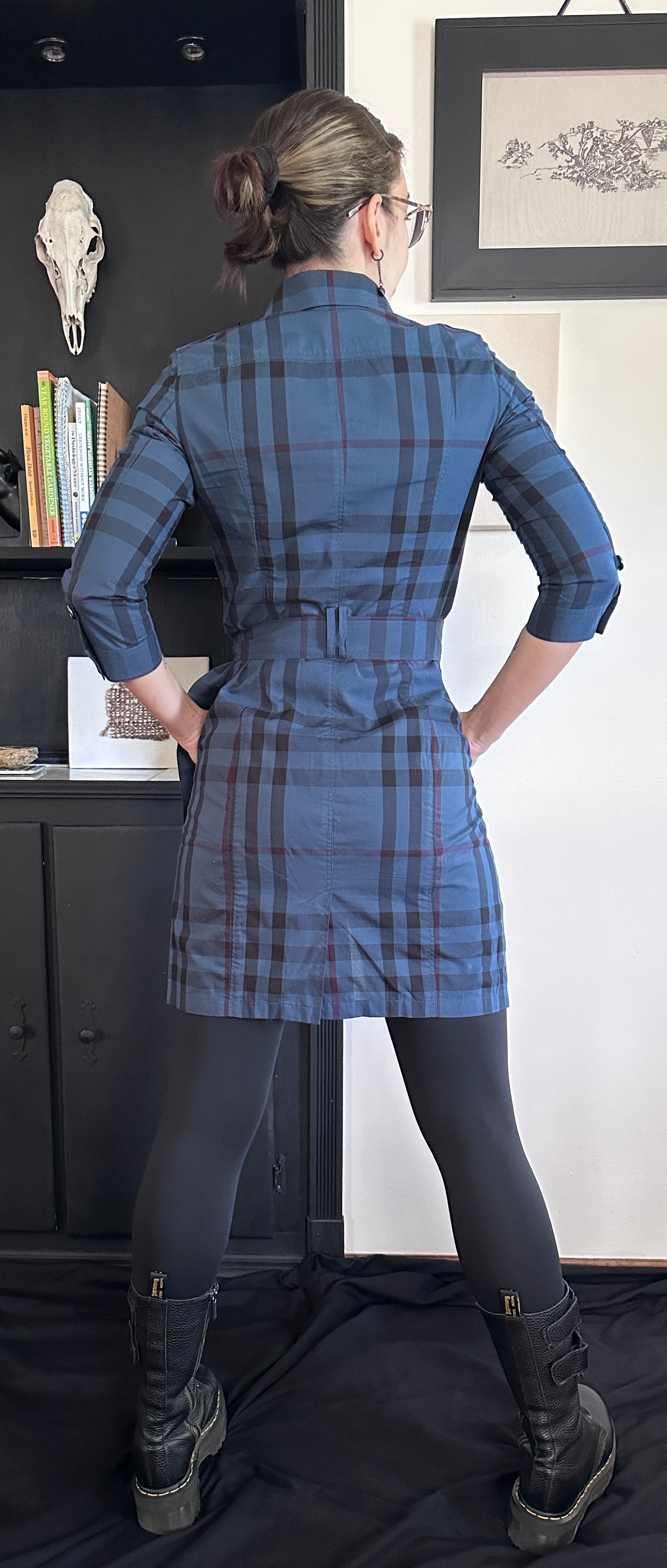 Vintage 2000s Burberry Brit Button Down Shirt Dress SZ 6