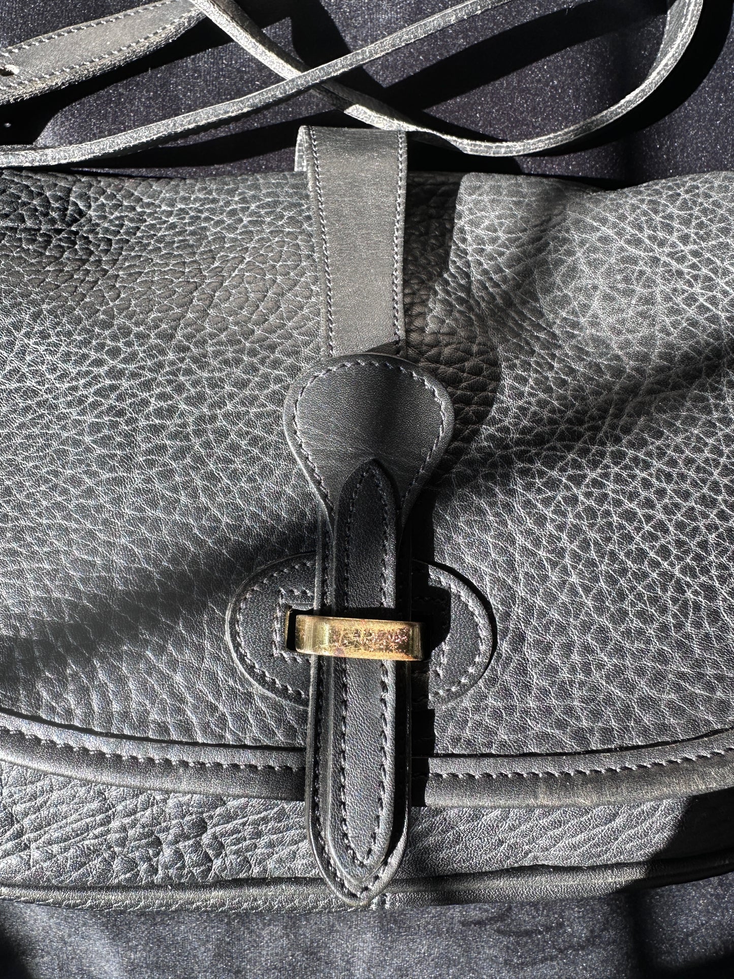 80s Vintage Dooney & Bourke Black Leather Saddle Bag