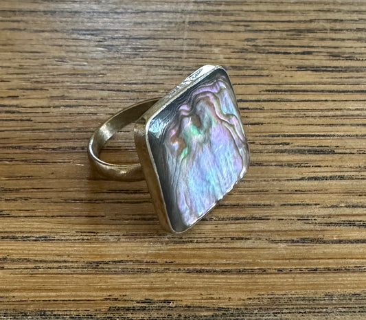 Silver Mother Of Pearl Adjustable Ring