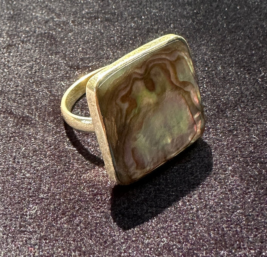 Silver Mother Of Pearl Adjustable Ring
