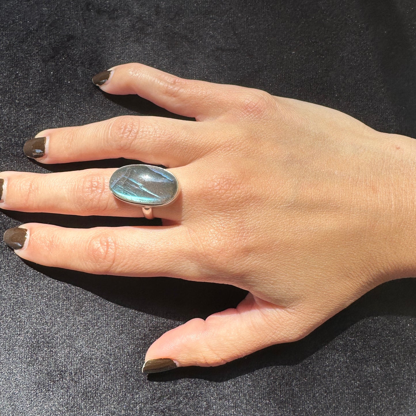 Sterling Silver Labradorite Oval Ring SZ 7