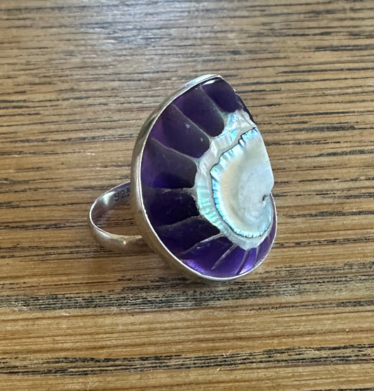 Sterling Silver Adjustable Shell Ursula Ring