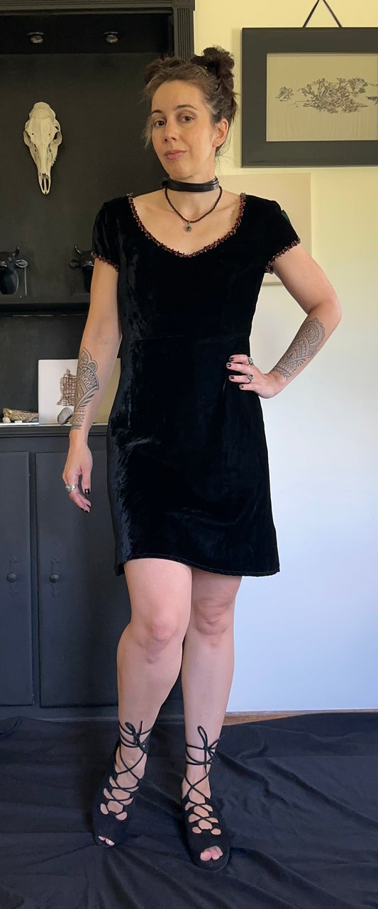 Vintage 90s Softgoth Nanette Lepore Velvet Dress SZ 6