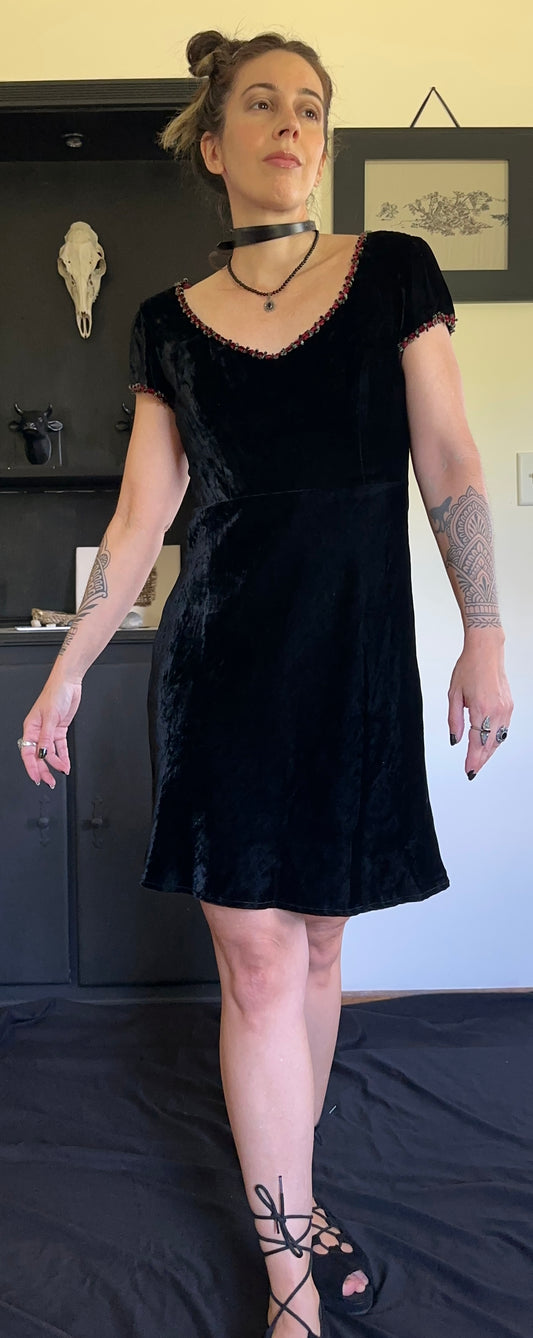 Vintage 90s Softgoth Nanette Lepore Velvet Dress SZ 6