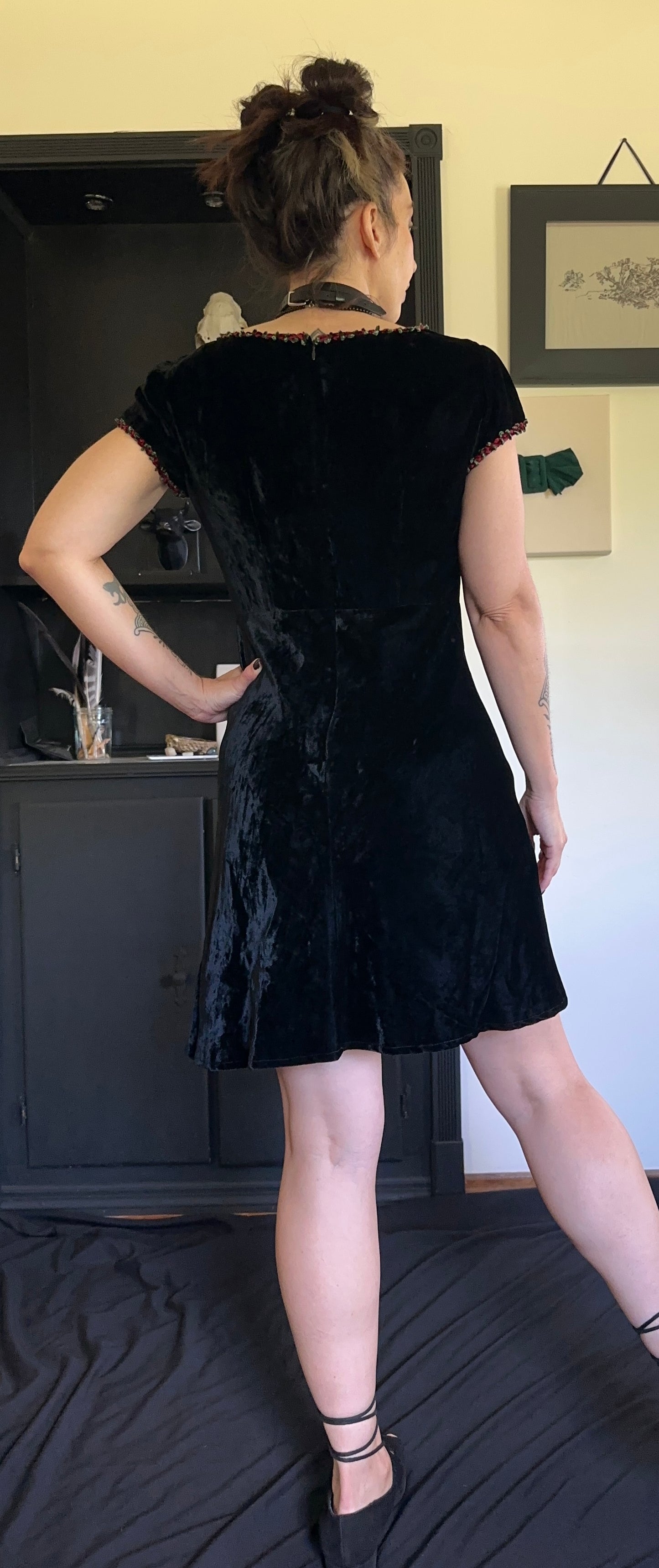Vintage 90s Softgoth Nanette Lepore Velvet Dress SZ 6