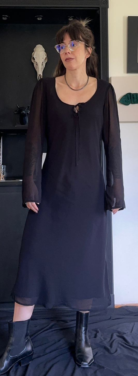 90s Vintage Silk Chiffon Bias Cut Dress