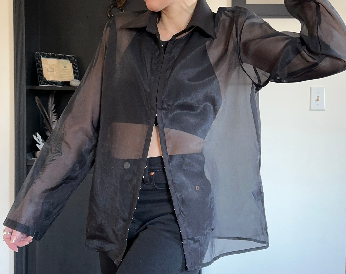 Cyberpunk Sheer Collared Top S - M