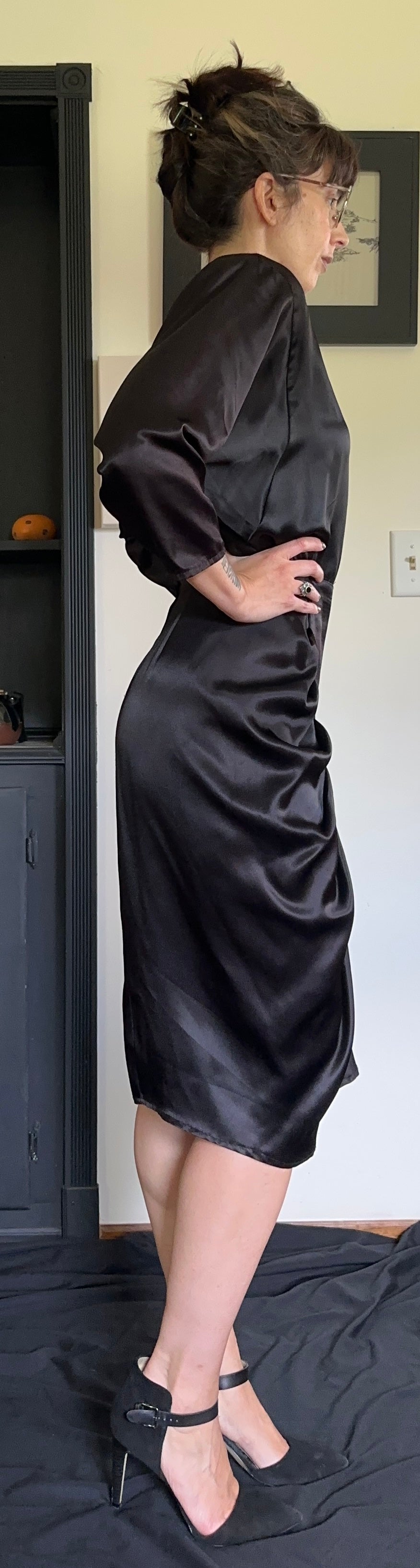 80s Vintage Black Cocktail Dress XS/S