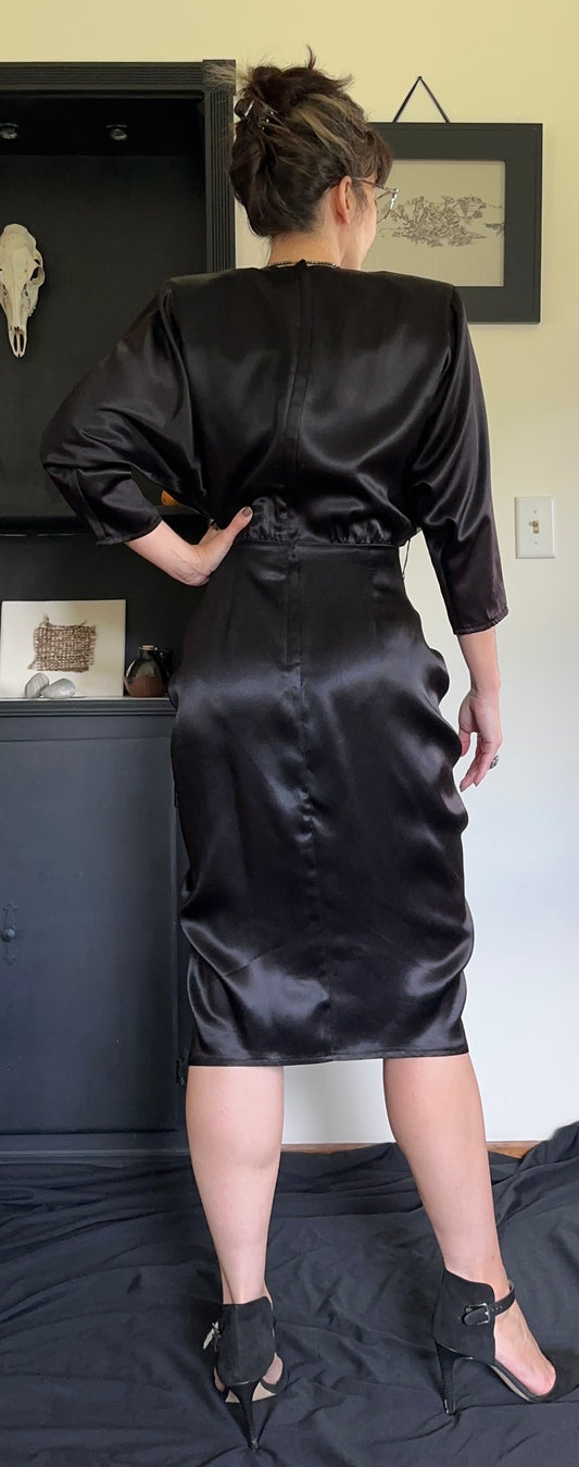80s Vintage Black Cocktail Dress XS/S