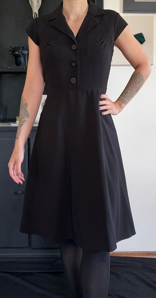 Vintage Black Button Front Dress SZ 4