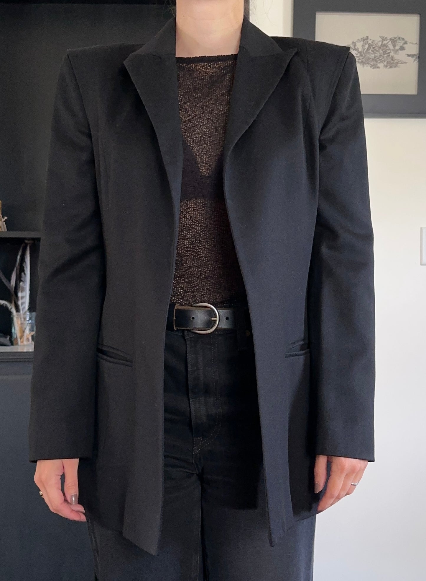 Vintage Balenciaga Wool Open Front Blazer S/M