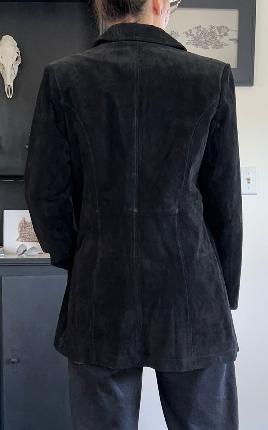 90s Vintage Black Suede Jacket M
