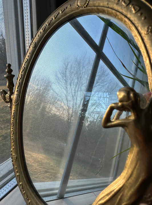 Art Nouveau Brass Vanity Mirror
