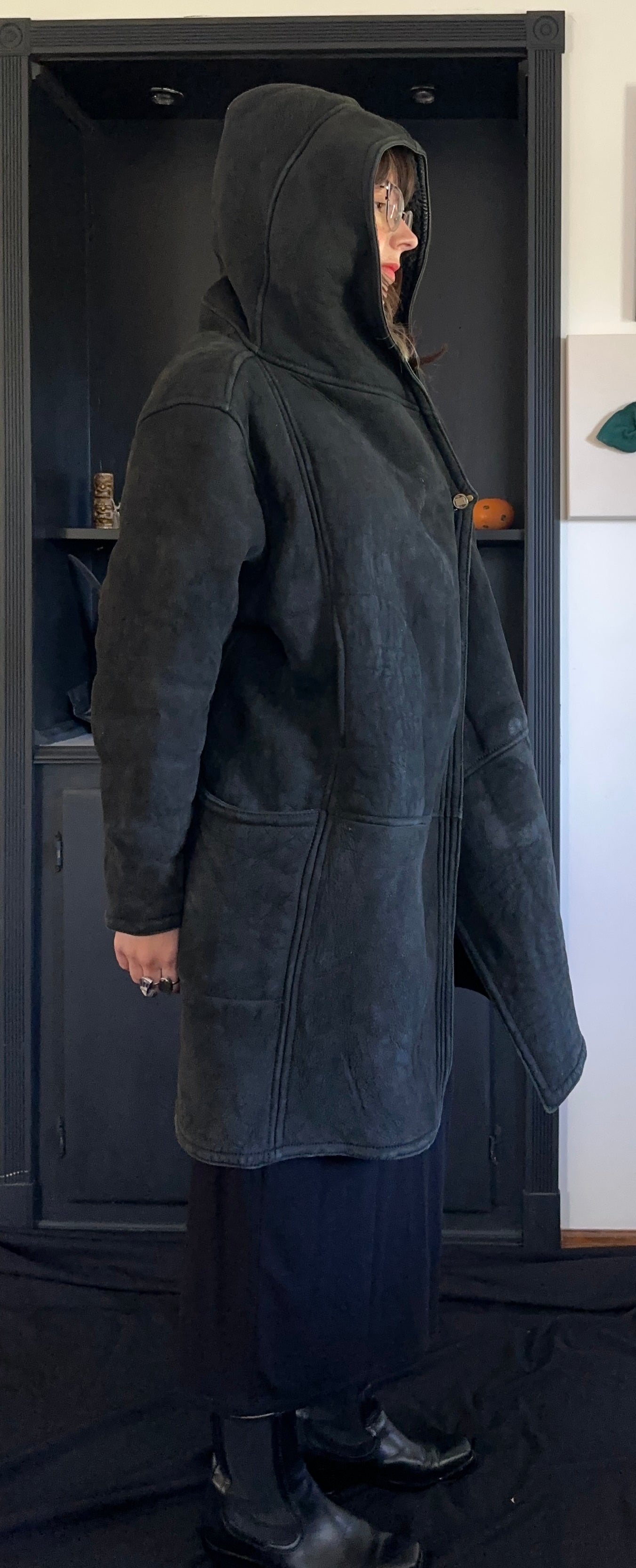 Vintage Marithe + Francois Girbaud Black Shearling Coat XS/S