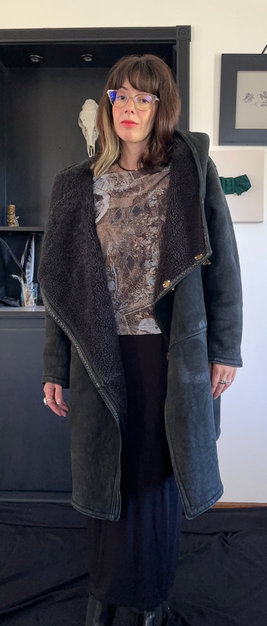 Vintage Marithe + Francois Girbaud Black Shearling Coat XS/S