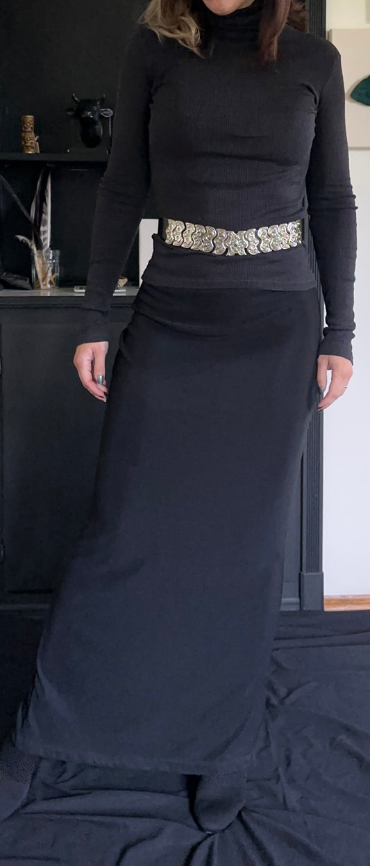 Vintage Black Corporate Goth Column Skirt M/L